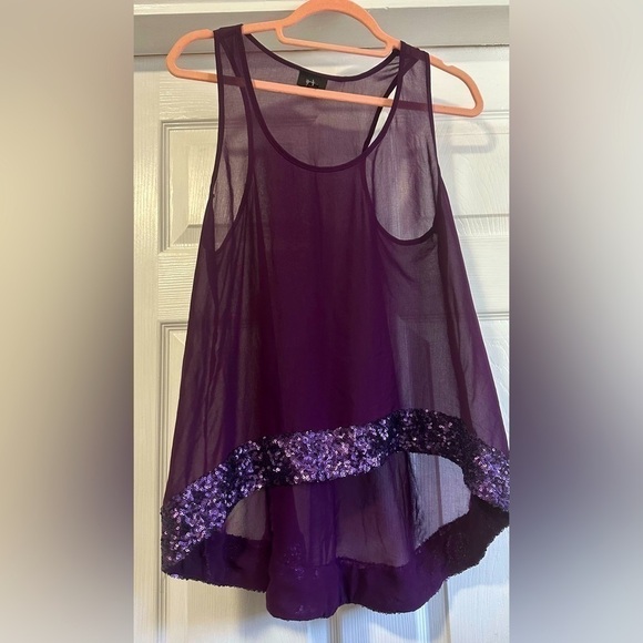 Mossimo Purple Sheer top with Sequin - Picture 8 of 9